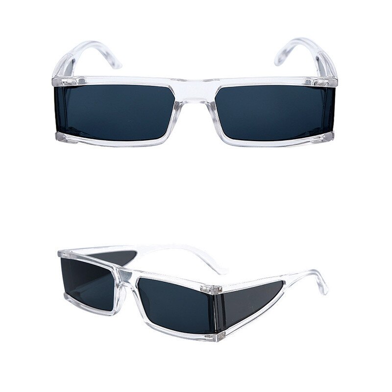 Rectangle Small Glasses Women Mirror Silver Black Clear Lens One Piece Punk Men Women Driver Goggles
