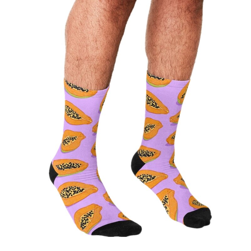Grappige Mannen Sokken Maan Glow Night Strand Gedrukt Hip Hop Mannen Gelukkig Sokken Leuke Jongens Street Style Crazy sokken Voor Mannen: W100