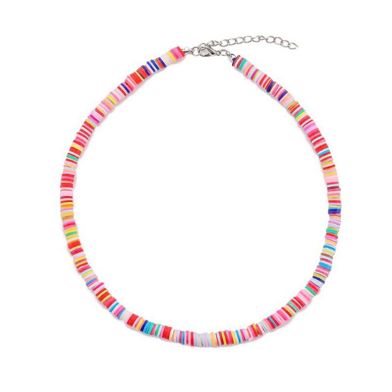 Bohemian etnische stijl ketting retro schijf ketting dames ketting strand veelkleurige polymeer klei sleutelbeen ketting