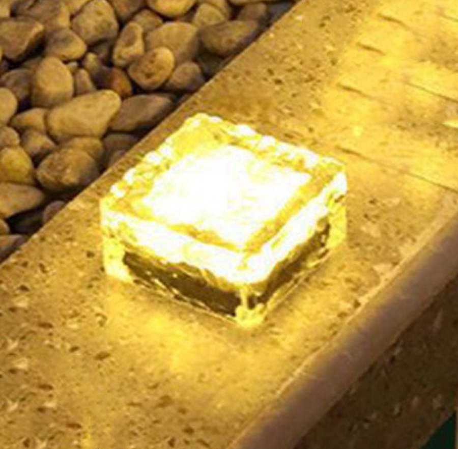 Outdoor Solar Led Ground Light Waterproof Garden Lanscape Acrylic Brick Lamp Solar Ice Cube Light for Pathway Stair Backyard: Warm White / 6LEDS 10x10x5CM