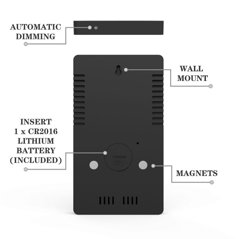 LED Digital Time Alarm Clock Night Light Thermometer Hygrometer Display