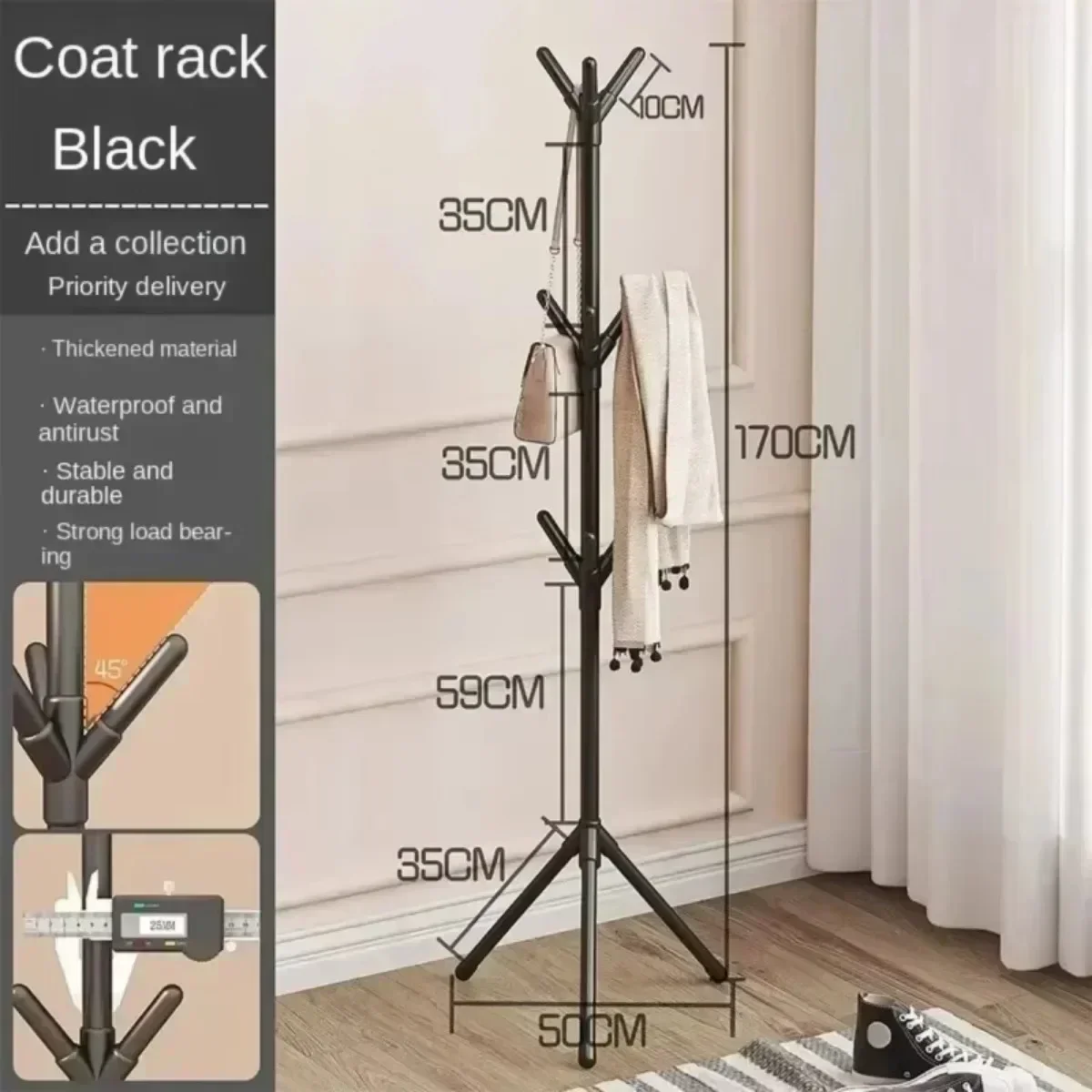 Kleding- en hoedenopbergrek Slaapkamer Verticale boomtak Vormhouder Huishoudelijke vloerstaande hoed Sjaal Handtasopslag Hange