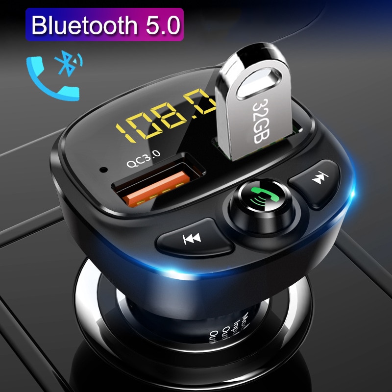 JINSERTA FM Modulator Bluetooth 5,0 Auto MP3 Spieler FM Sender QC 3,0 Schnell Ladegerät TF U Disk Verlustfreie musik paly