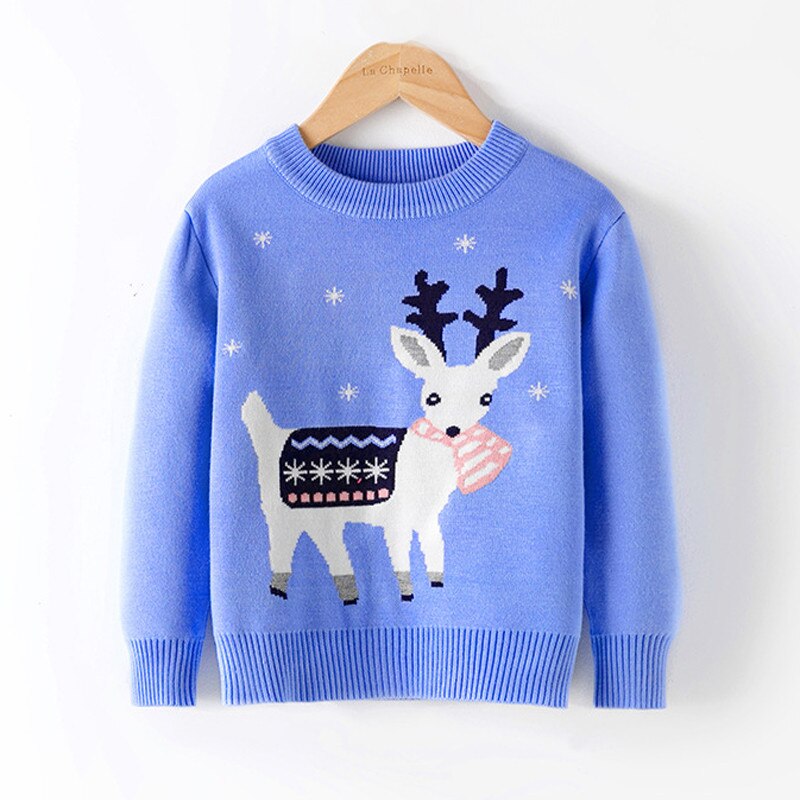 Baby Juletrøjer Piger Drenge Vintertøj Børne Boutique Strikket Sweater til Teen Jumpers: Bw432- blå / 140 til 6t