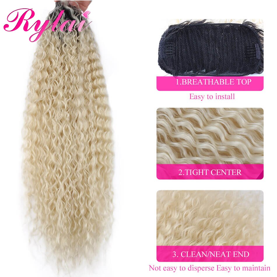Ponytail Extensions With Clip In Hair Extensions Synthetic Drawstring Ponytail For Women Pony Tail Hair Extensions By RYLAI