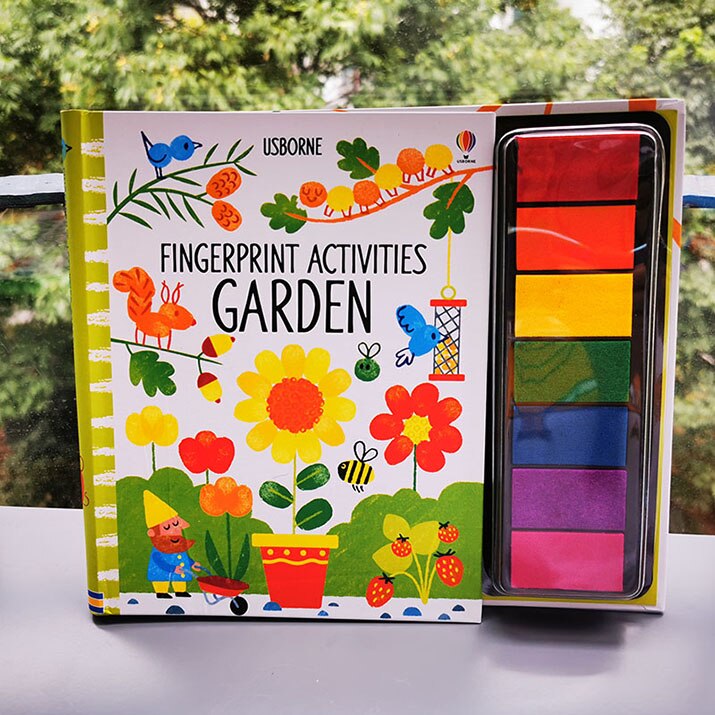 Children Fingerprinting Books with Rubber Stamps Ink Pad kids Activities Doodling Book Animal Garden Kindergarten DIY Craft Toy: garden B