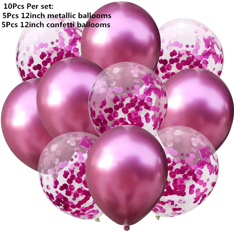10/14 pçs mix rosa balões coração estrela rosegold confete balão festa de aniversário decorar crianças adulto bolas de ar casamento globos