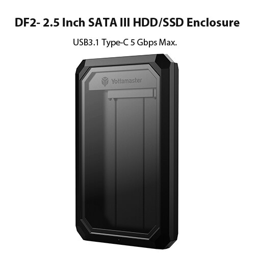 Yottamaster 2.5 3.5 tums hårddiskhölje hdd ssd sata 6 gbps 10 gbps hdd hdd typ-c typ -b 12 v 2a 7-9.5mm 7-15mm hölje: Df2 2.5 t- c