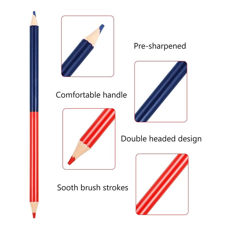 Lápices de comprobación borrables rojos y azules, 4 HB, preafilados, para comprobar la clasificación de las pruebas de coloración de mapas
