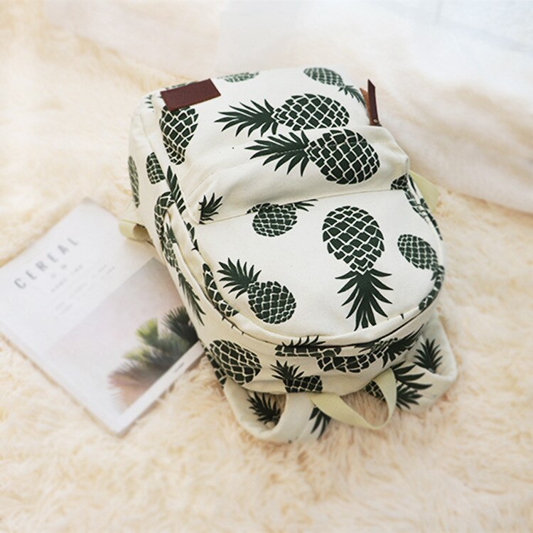 Swyivy Vrouw Rugzak Tas Ananas Print Canvas Tas Vrouwelijke Schouder Backbag College Student Schooltas Toevallige Rugzak