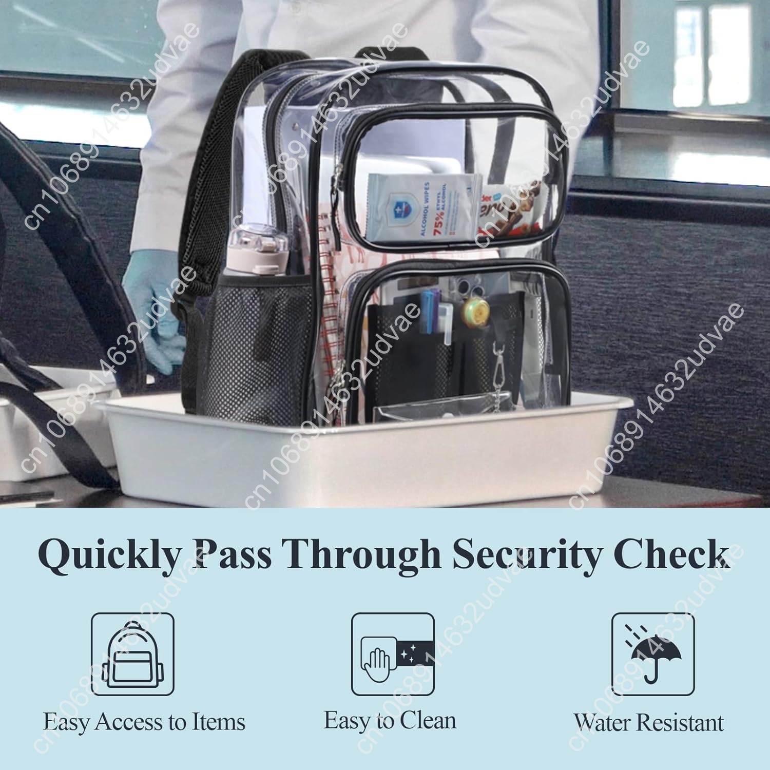 PACKISM Przezroczysty plecak szkolny - 17-calowy duży, wytrzymały przezroczysty plecak na książki, przezroczyste plecaki z PVC (dla dzieci powyżej 12 lat)