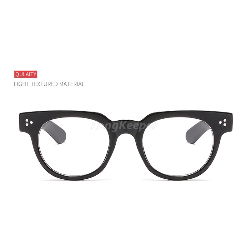 Longkeeper cat eye briller ramme mænd kvinder sorte briller retro runde klare linse optiske briller