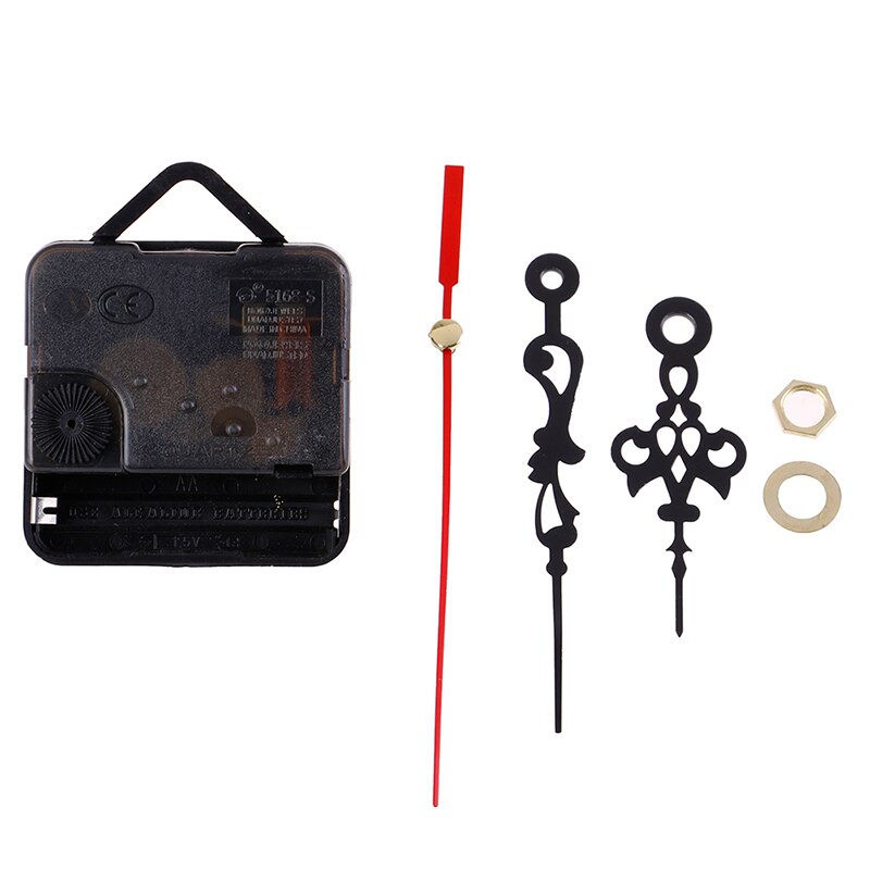 1 Set DIY Silent Wall Clock Quartz Needle Movement Black and Red Hands Replacement Part Repair Kit Tool Set Clock Mechanism: F