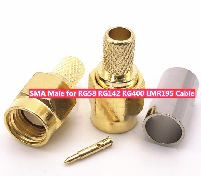 5pcs Adapter RPSMA/SMA Male plug Crimp For RG58 /RG6/RG8 Cable RF Coaxial Connectors High Quanlity