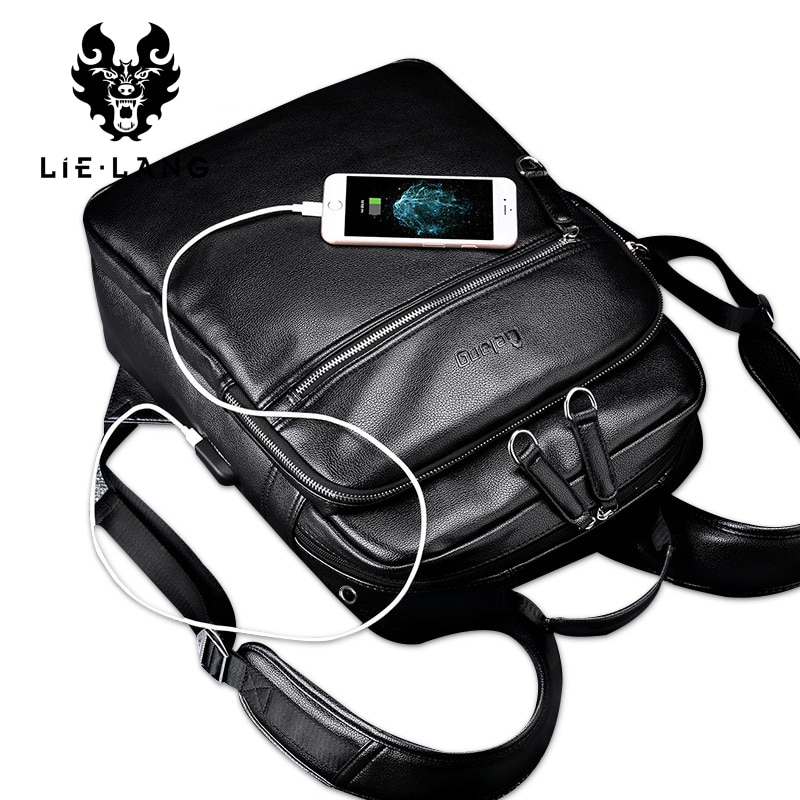 LIELANG Mochila de cuero de los hombres a prueba de agua 15,6 pulgadas portátil mochilas para adolescente casuales de los hombres plástico Mochila para hombre, Mochila bolsa