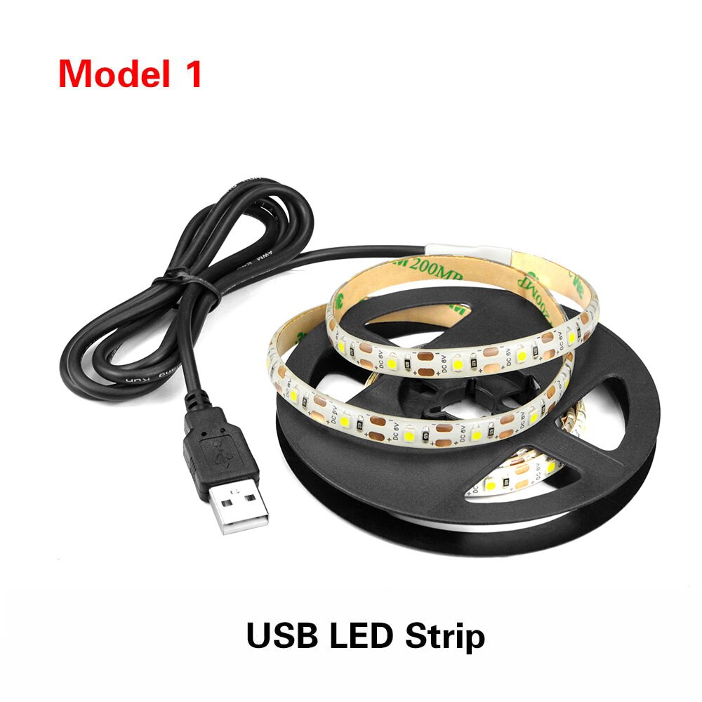 1M 2M 3M Waterproof motion sensor night lamp bedroom wireless sensor Cabinet light USB desk table lamp TV backlight Luminaria: USB without sensor / 1M White