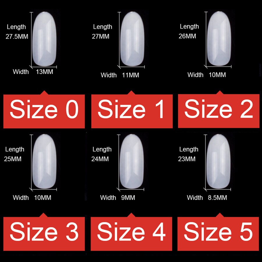 Faux-ongles ovales de même taille, 250 pièces, pointes complètes en acrylique, pour dessin, Art de manucure et de pédicure, taille 0, 1, 2, 3, 4, 5, 6
