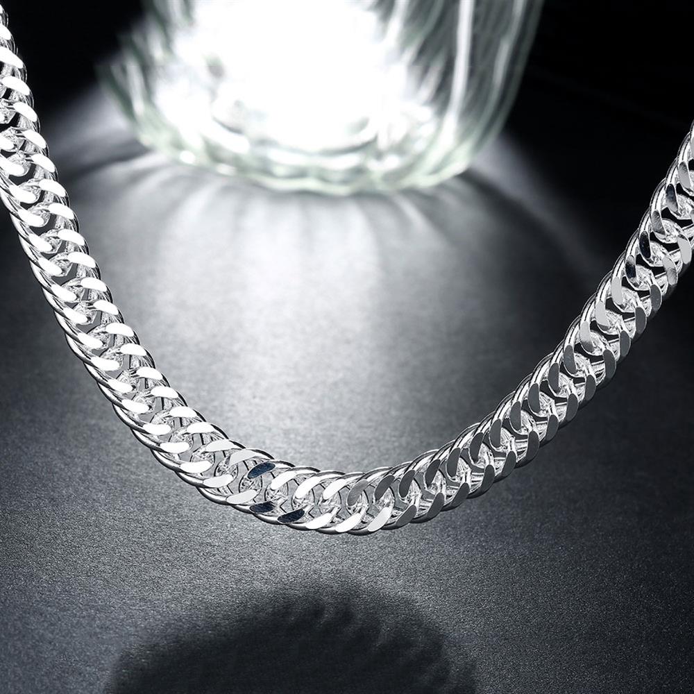 Charm 925 Sterling Zilveren Armbanden Ketting Sieraden Set Classic Mannen 10Mm Chain 20/24 Inch Mode Party Kerstcadeaus