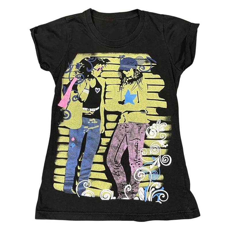 Esthétique Emo y2k hauts été bébé t-shirts hauts Streetwear gothique Harajuku graphique Cool fille T-shirt Vintage culture hauts femmes vêtements: S / Bleu