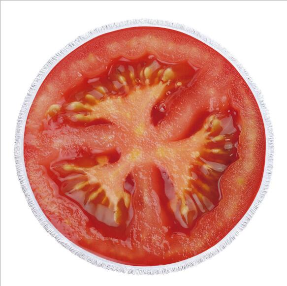 Owoce pomarańczowe cytrynowe pomidory arbuzowe drukowane duże, ponadgabarytowe okrągłe ręczniki plażbyć winnym z mikrofibry serwetka De Plage grube frotte