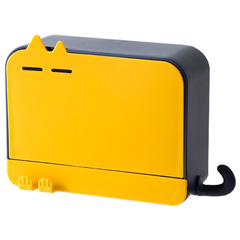 Jabonera de doble capa montada en la pared, escurridor de jabón con tapa abatible, Ahorrador de jabón autodrenaje para baño, N1HF: Blue