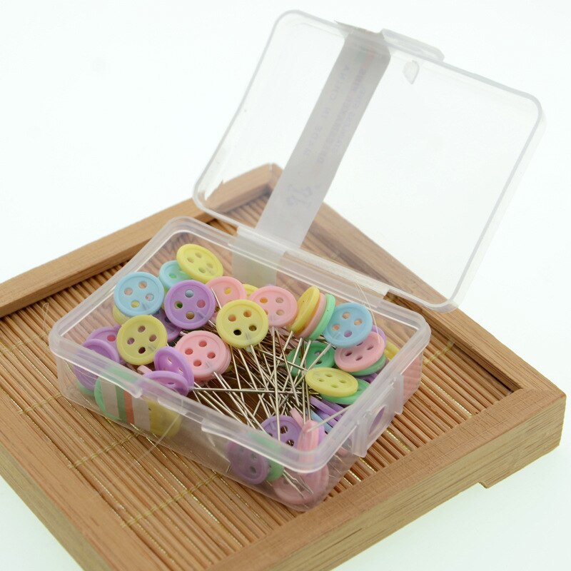 AHB-Alfileres de costura con botón de caja, accesorios de costura, alfileres de retales, materiales de manualidades de arte hechos a mano, 100 piezas: 02