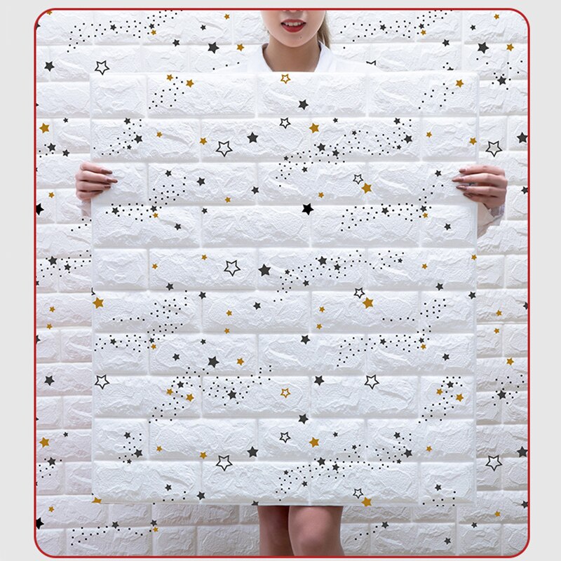 10pc Peel and Stick 3D Wall Stickers Cartoon Stars Brick Wallpaper for Kids Room Living Room Bedroom Self adhesive Wall Panel