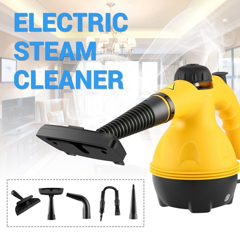 Eu Plug,Multi Purpose Electric Steam Cleaner Portable Handheld Steamer Household Cleaner Attachments Kitchen Brush Tool