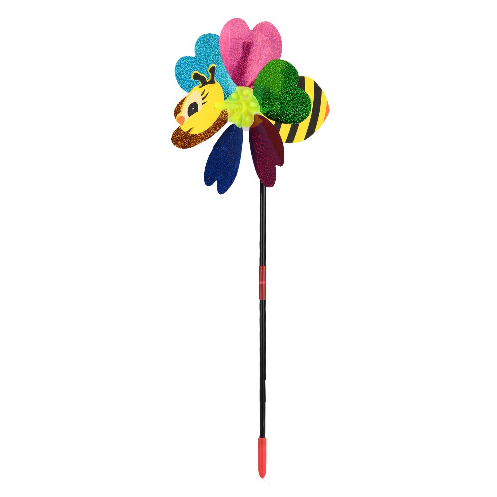 Bee Windmill Wind Spinner Plastic Color Random Garden Yard Pinwheel Toy Outdoor 3D Beautiful Lovely for Insect Whirligig