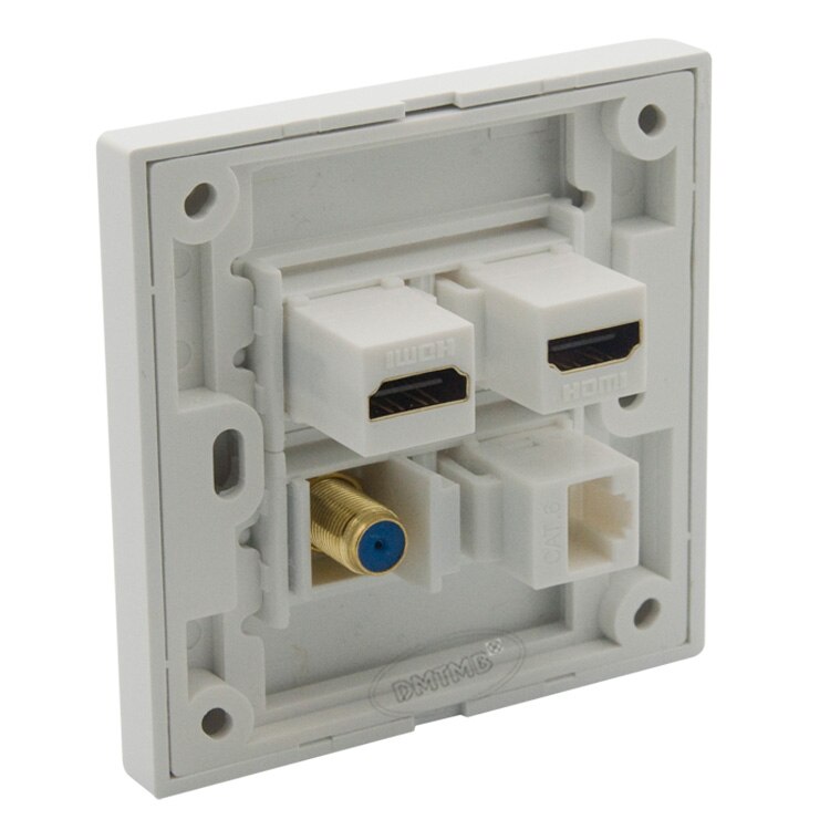 2 Poorten HDMI, 1 port F hoofd TV, 1 port CAT6 RJ45 muur plaat met vrouw-vrouw connectors