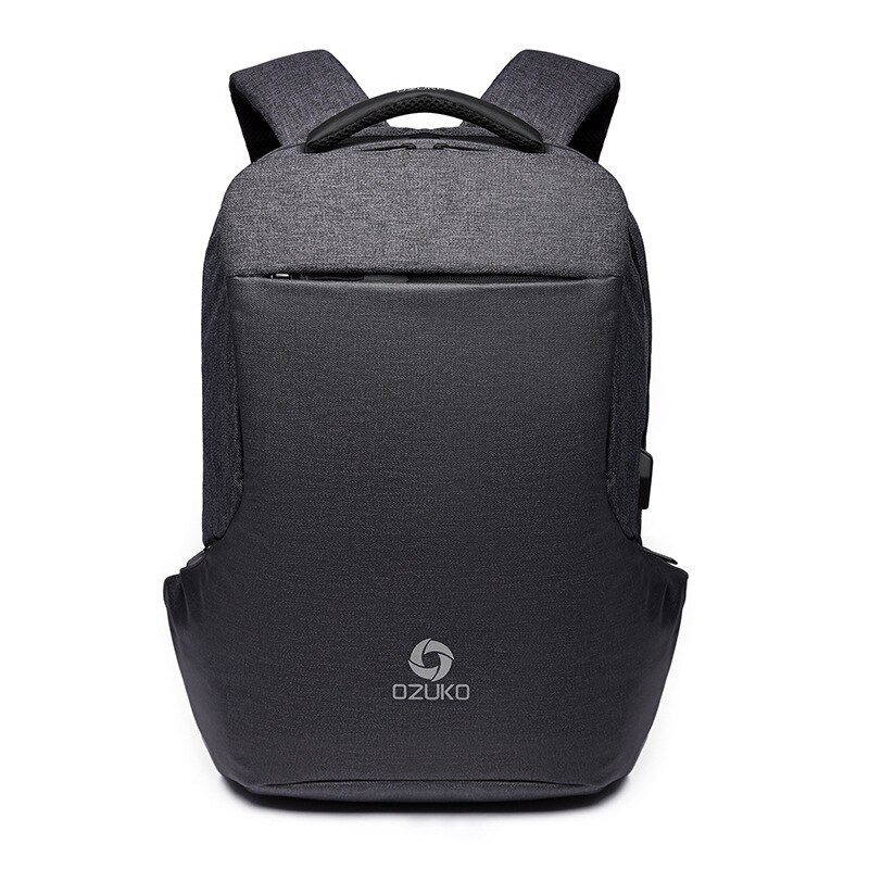 Heren rugzak student schooltas laptop rugzak multifunctioneel heren zakelijk reizen usb opladen 15.6 inch solide: Zwart