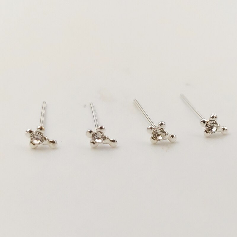 20 Stuks Van Verpakking Cross Vorm Neus Pin 925 Sterling Zilveren Neus Stud Body Piercing Sieraden