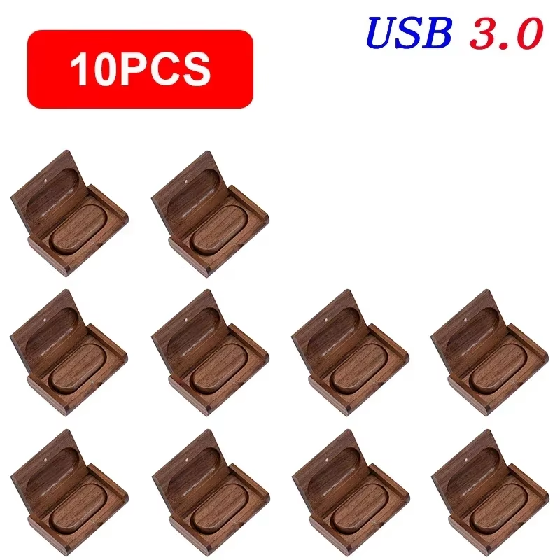 10PCS/Lot Wood USB 3.0 Flash Drive 64GB Pen usb 128GB Pen Drives U Disk 32GB Memory Stick Free LOGO Photography Wedding