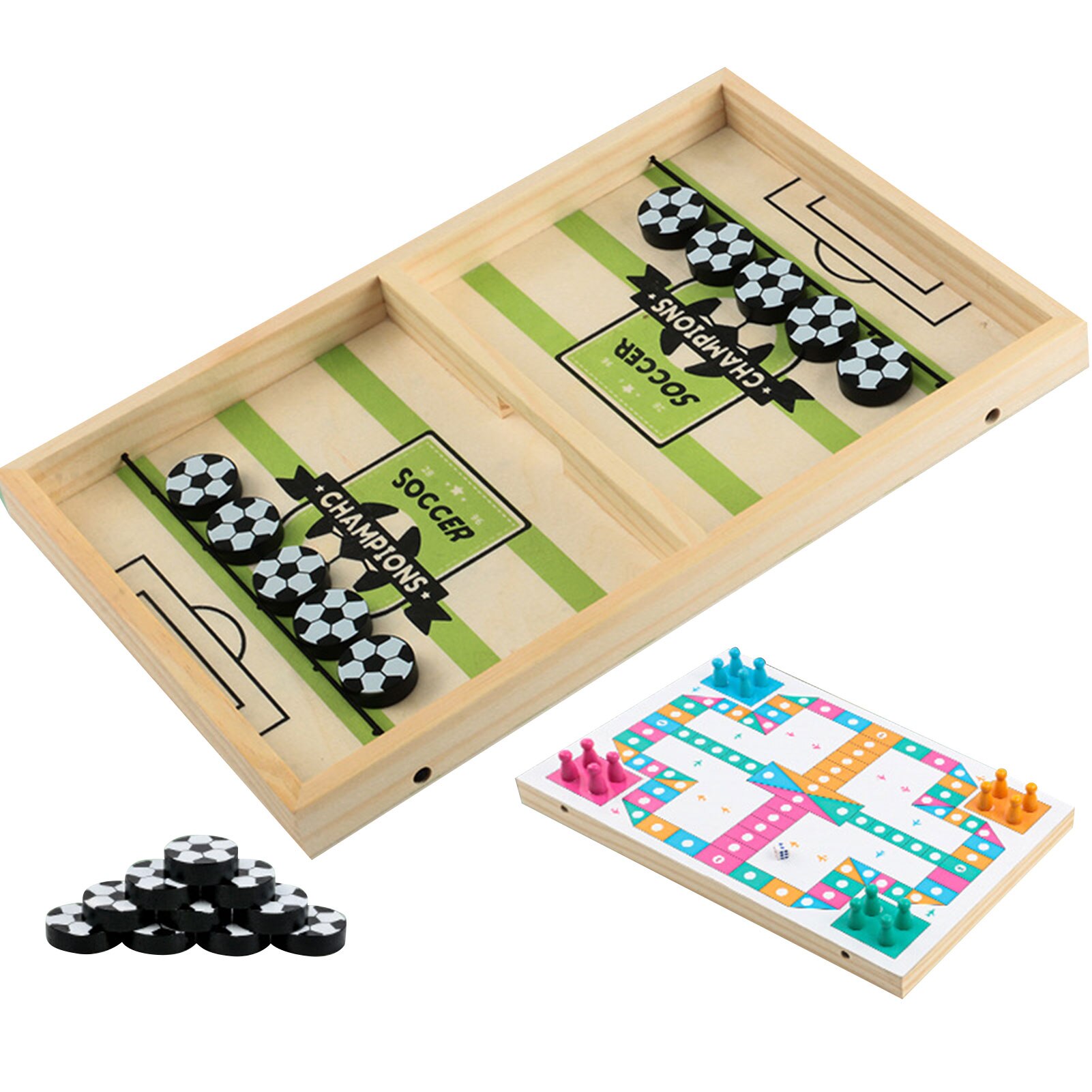 Juego de Pelota plegable para desenfundar rápido, dos en uno, para jugar al ajedrez, adecuado para niños y adultos, juegos de madera de Hockey: E