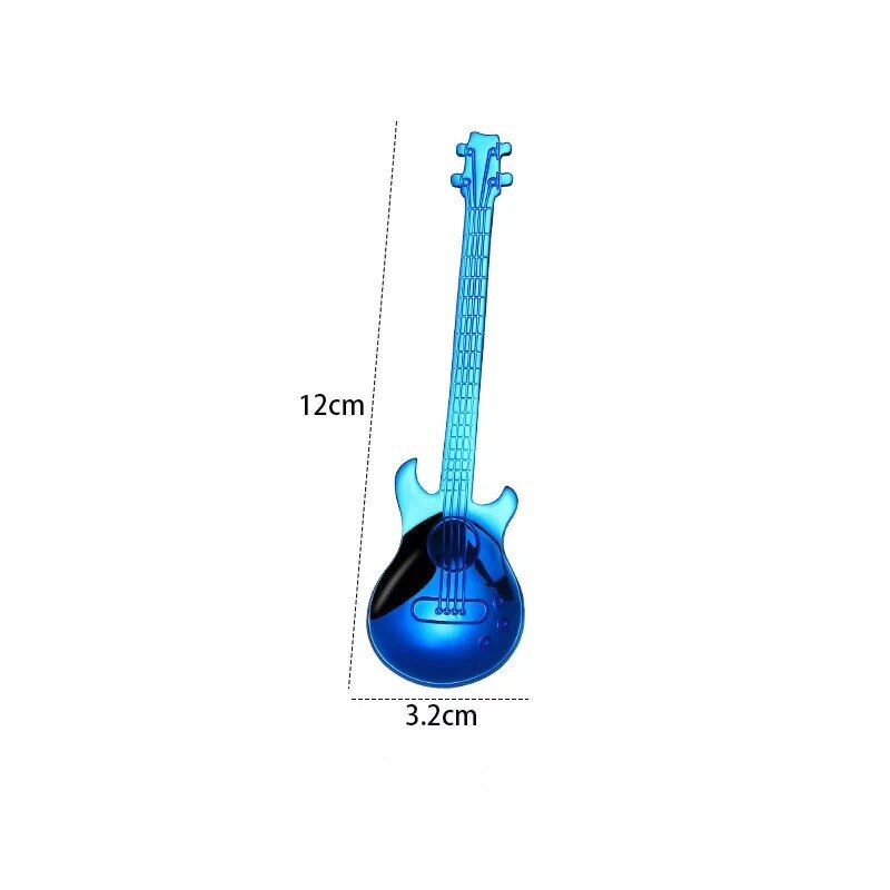 304 Roestvrij Staal Koffie Lepel Creatieve Gitaar Mini Lepel Roeren Honing Dessert Lepels Keuken Gereedschap Accessoires: blue