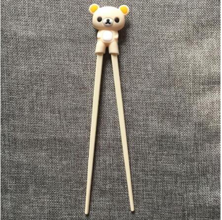 Palillos de entrenamiento y aprendizaje para niños, oso, Panda, gato, multicolor, palillo chino, para principiantes, 1 par: White