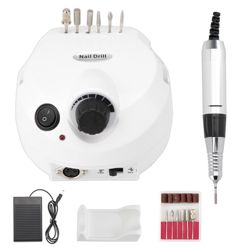 35000rpm elétrica broca do prego manicure máquina uso doméstico equipamento da arte do prego manicure 6 brocas de lixar banda acessório ferramenta do prego
