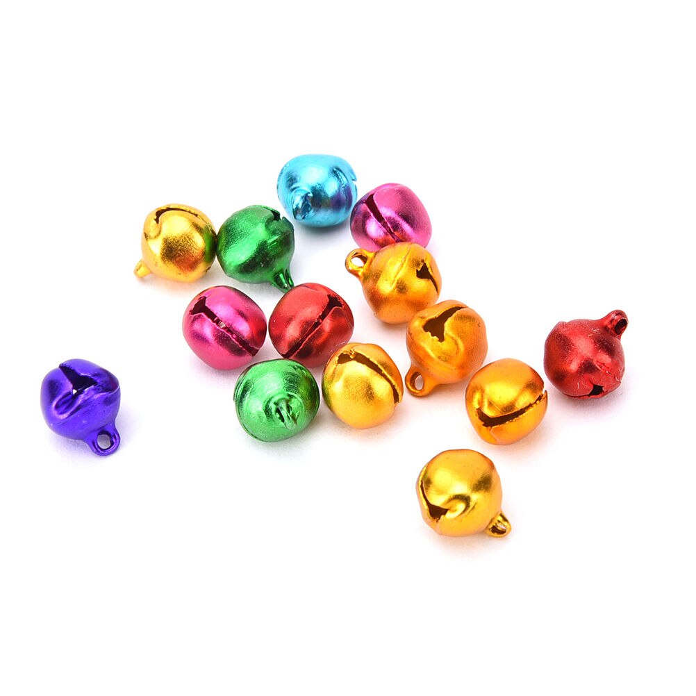 100 Stks/set 6/8/10/12Mm Mix Kleur Jingle Bell Voor Kerstversiering Diy Kerstboom opknoping Klokken Ambachten: 8mm