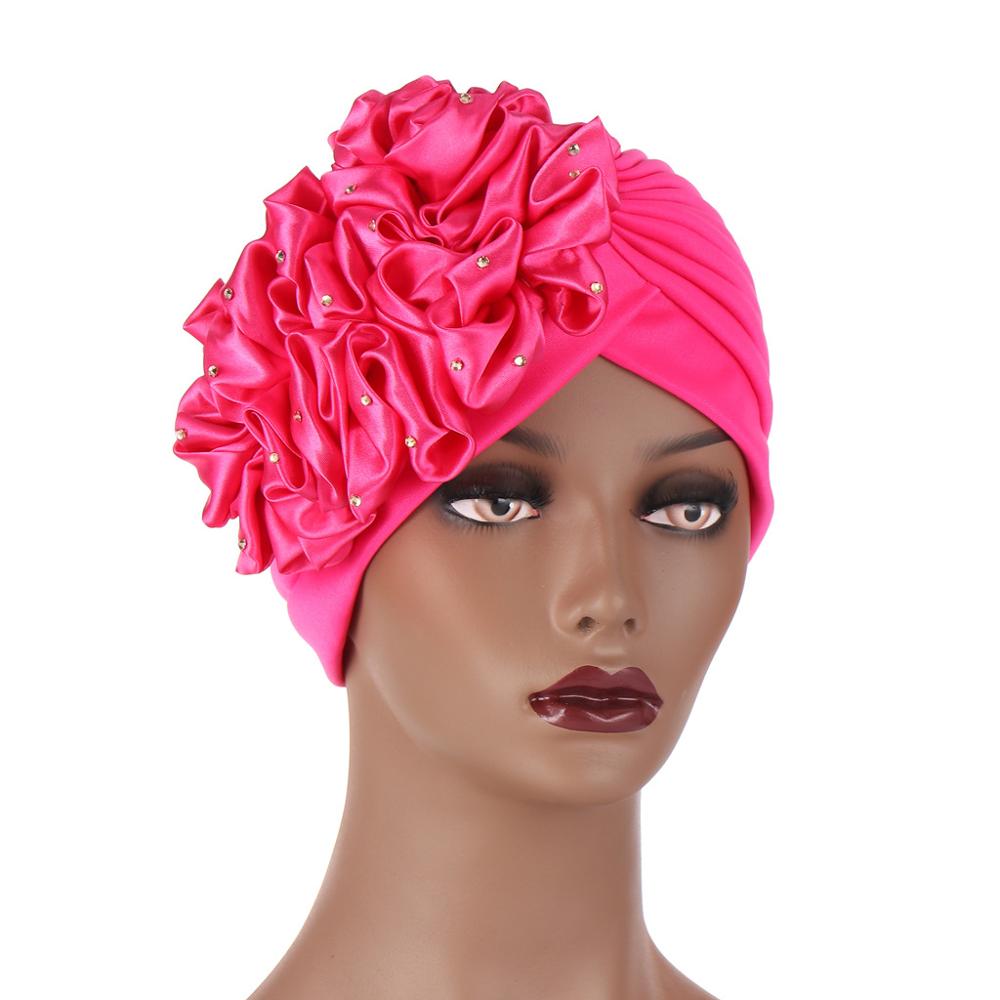Turban à grandes fleurs pour femmes, couvre-chef, enveloppements de tête, Hijabs intérieurs musulmans, Bonnet, chapeau africain et indien,: 6