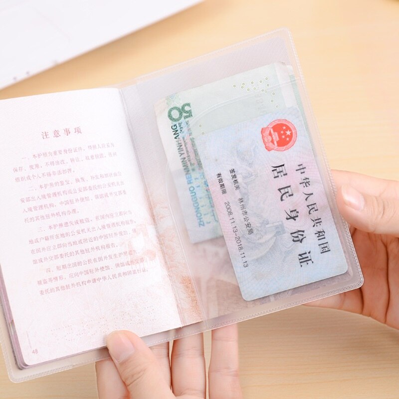 1pcs Waterproof Transparent Passport Holder Card Holder PVC Waterproof Travel Passport Cover Credit Card Holder Aluminium