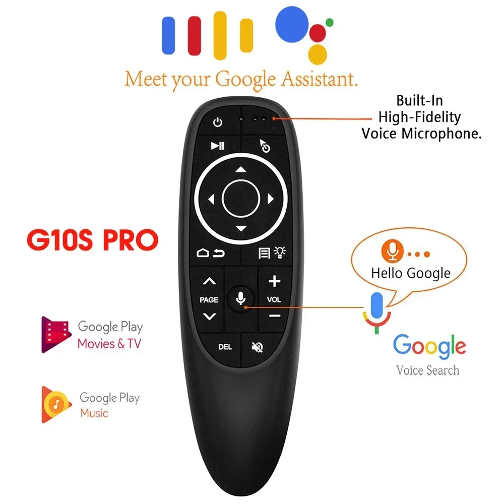 Air Mouse Voice Remote Control G10S Pro 2.4GHz Mini Wireless Gyroscope IR Learning for Android TV Box HK1 H96 Max X96 Mini