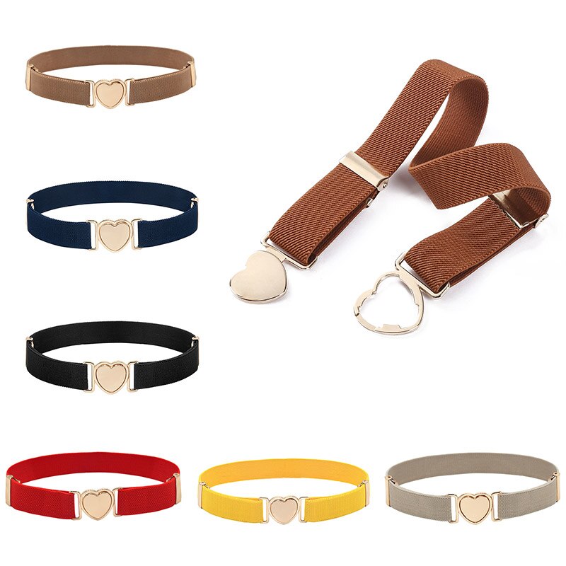 Stijl Kinderen Stretch Riemen Meisjes Multicolor Verstelbare Elastische Taille Riemen Met Hart Vorm Gesp Voor Jurk Broek