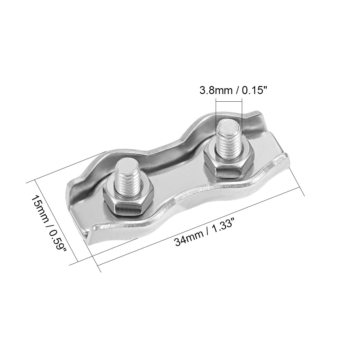 Uxcell rustfrit stål duplex wire reb klip kabelklemme dragt til 1-2mm -2 stk