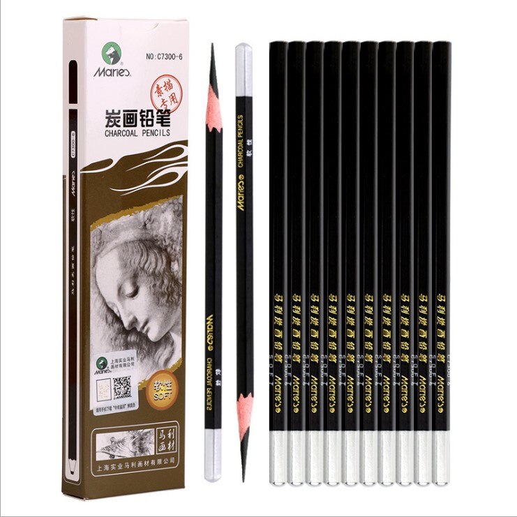 Marie Pencil Charcoal Only for Art Drawing Tools Set Beginner Sketch Artist 2H,HB,B,2B,3B, 4b, 5B,6B,7B,8B