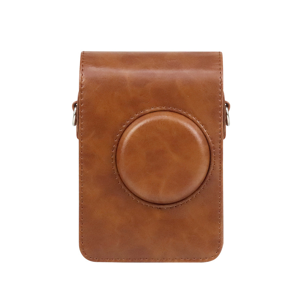 Torba na aparat Fujifilm Instax Mini EVO Instant Film Camera Case PU Leather Soft Silicone Cover Bag z paskiem na ramię: Jasno szary