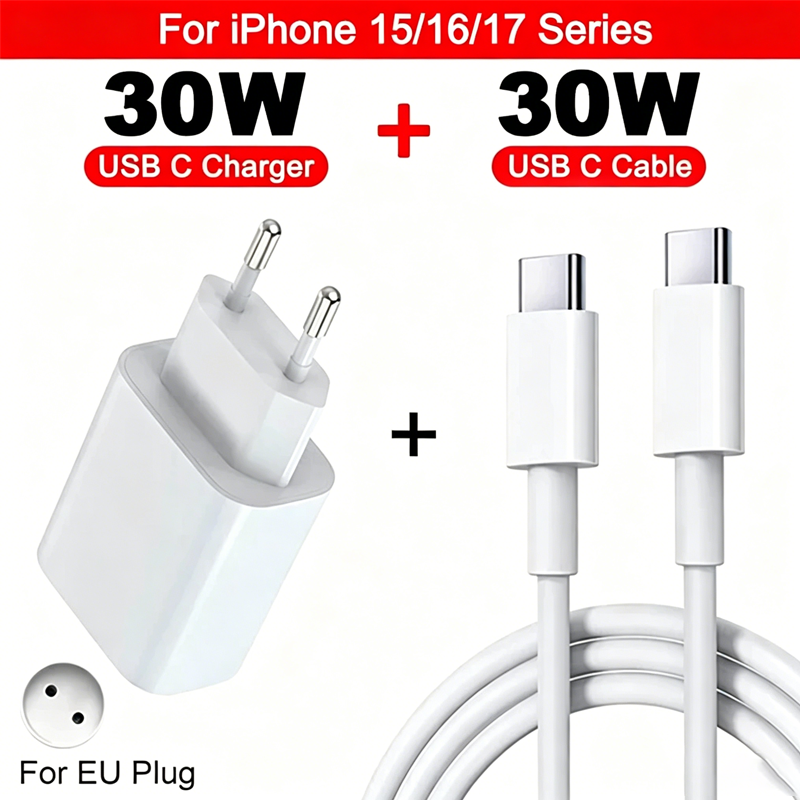 30W USB-C snellader voor iPhone 13 15 17 14 12 11 16 Pro Max Plus PD-lader oplaadkabel accessoires: IL