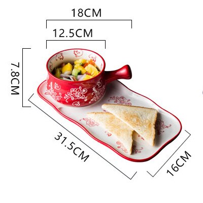 Keramische Kom En Plaat Gerechten Ontbijt Thuis Een Persoon Servies Havermout Kom Ontbijt Brood Plaat Havermout Kom: set  C