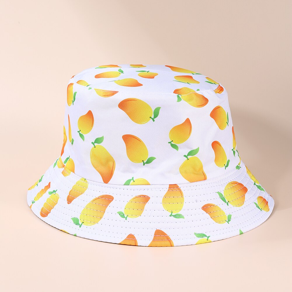 1pc- pack hattar sommargrönsaker frukttryck bucket hats för flickor hiphop solskyddshatt män kvinnor #39: Som bild 08