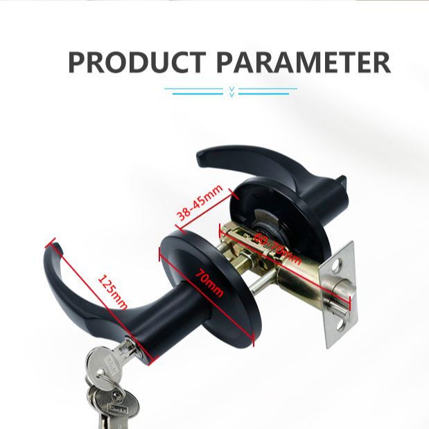 Door Handles for Interior Doors Zinc Alloy Lock Lever Black Circle with Keys Bedroom Bathroom Office Hardware KingKu Brand