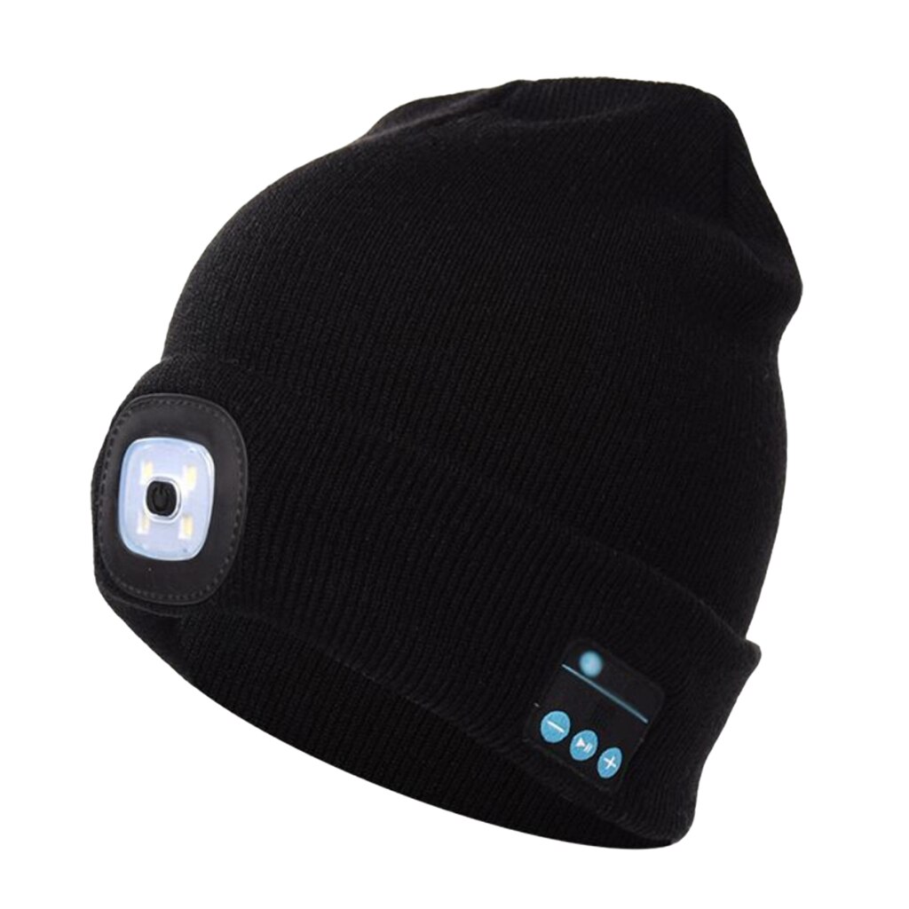 Hiver musique chapeau sans fil Smart Cap Bluetooth V5.0 Beanie chapeau casque LED Bluetooth unisexe bonnet d'hiver